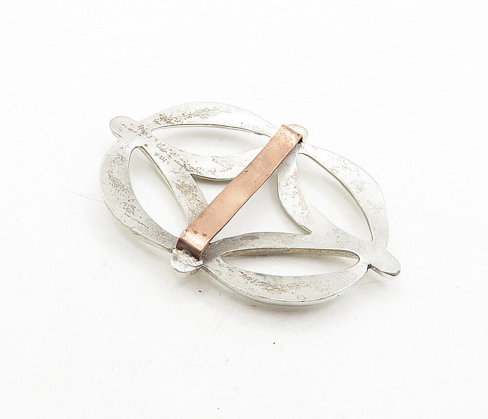 NAVAJO 925 Sterling Silver Vintage Antique Shiny Two Tone Belt Buckle TR1147