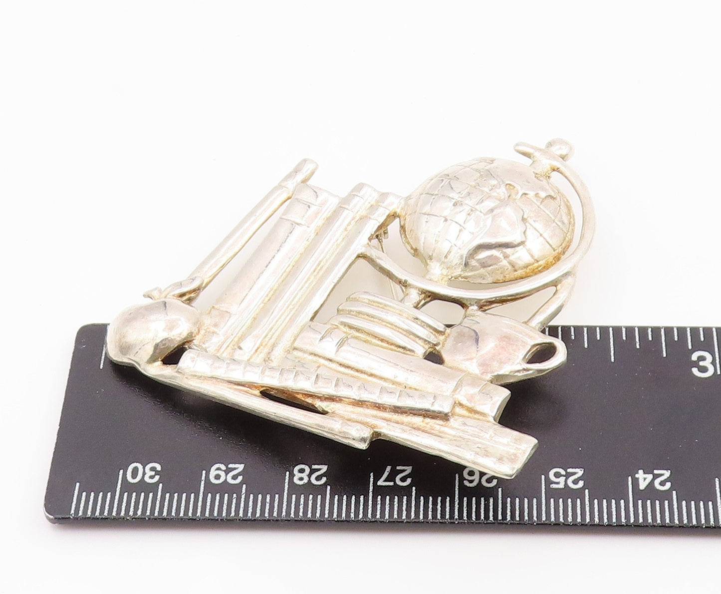 925 Sterling Silver Vintage Brooch Pin Modernist Teacher School Supplies BP12380