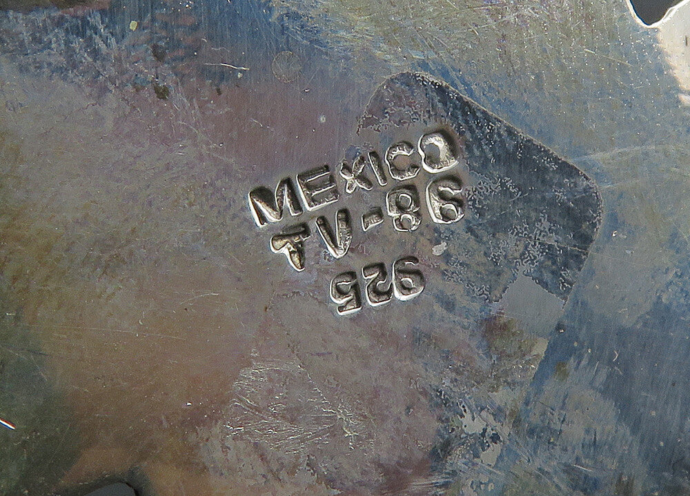 MEXICO 925 Sterling Silver Vintage Shiny Sun & Moon Face Brooch Pin BP7965