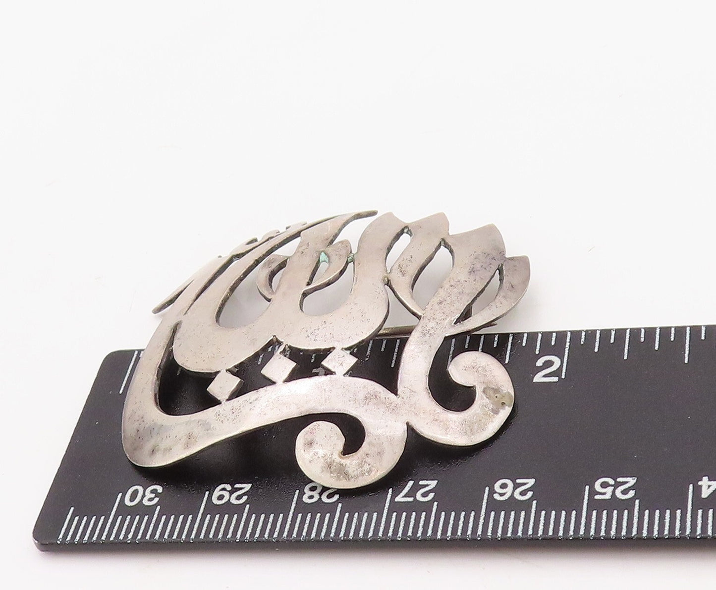 925 Sterling Silver Vintage Brooch Pin Cutout Arabic Word Allah (God) BP11239