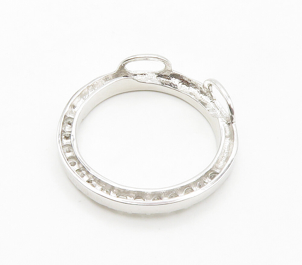 925 Sterling Silver Cubic Zirconia Shiny Open Circle Pendant PT11726