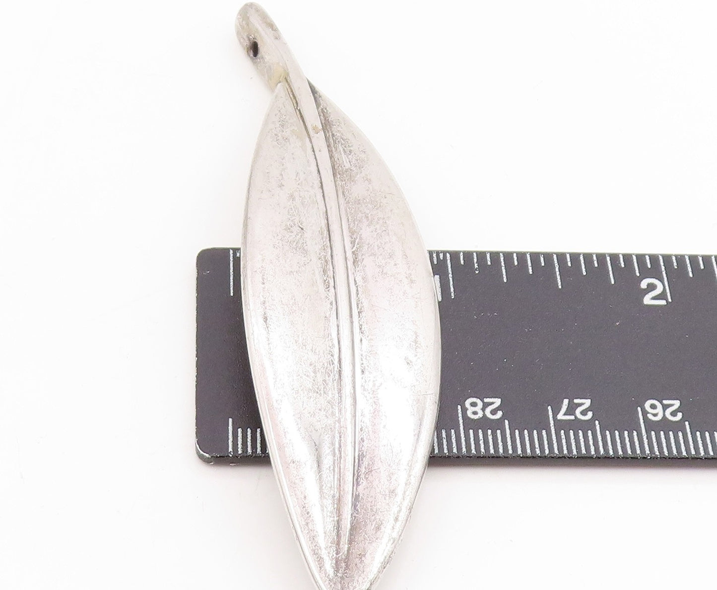 925 Sterling Silver Vintage Pendant Modernist Solid Floral Leaf Design PT25724