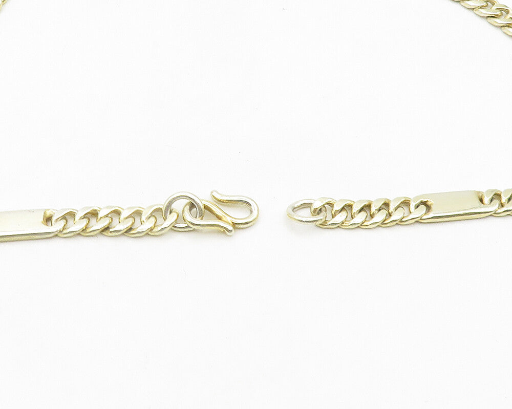 925 Sterling Silver Vintage Shiny Gold Plated Curb Link Chain Necklace NE3117