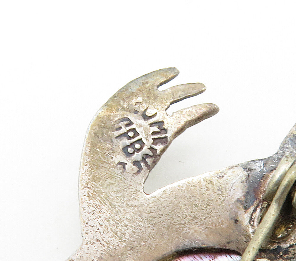 MEXICO 925 Sterling Silver Vintage Abalone Shell Sea Turtle Brooch Pin BP5983