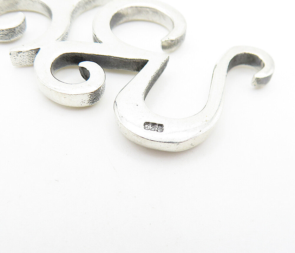 925 Sterling Silver Shiny Swirl Om Spiritual Symbol Drop Pendant PT5950