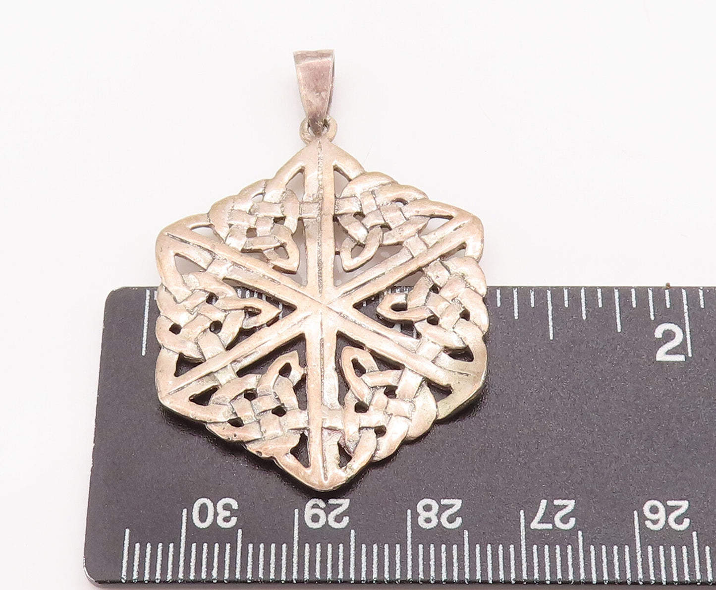 925 Sterling Silver Vintage Pendant Cutout Symmetric Celtic Knot Design PT23026