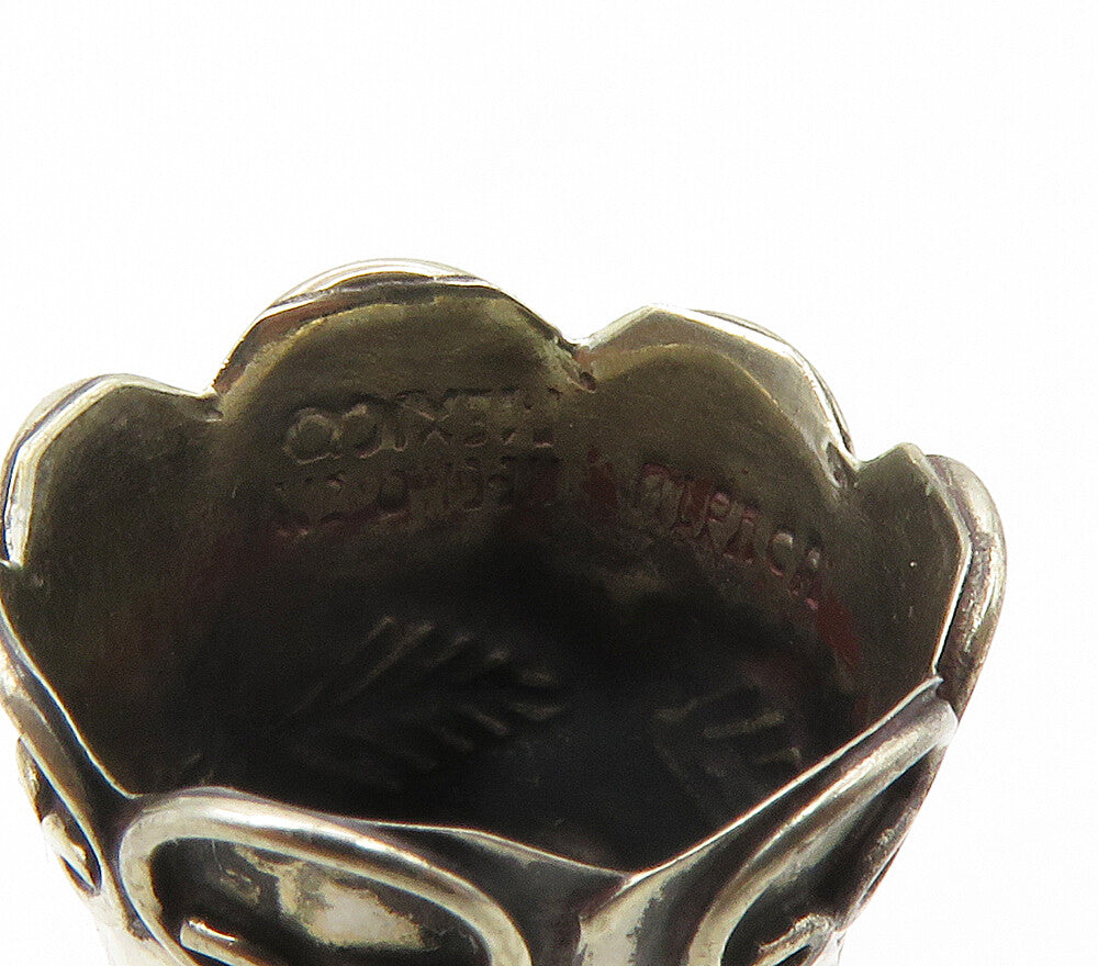 MEXICO 925 Sterling Silver Vintage Floral Leaf Detail Sewing Thimble TR2139