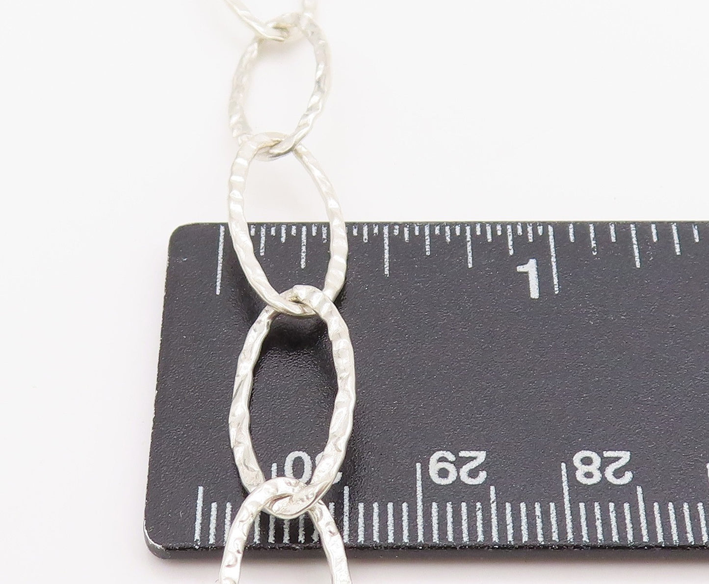 925 Sterling Silver Vintage Necklace Hammered Oval Linked Hoops Chain NE4625