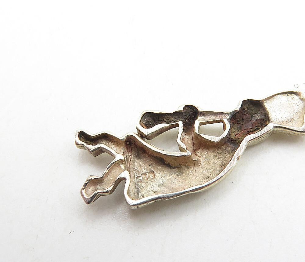 925 Sterling Silver Vintage Petite Kokopelli Dancer Dangle Earrings EG4893