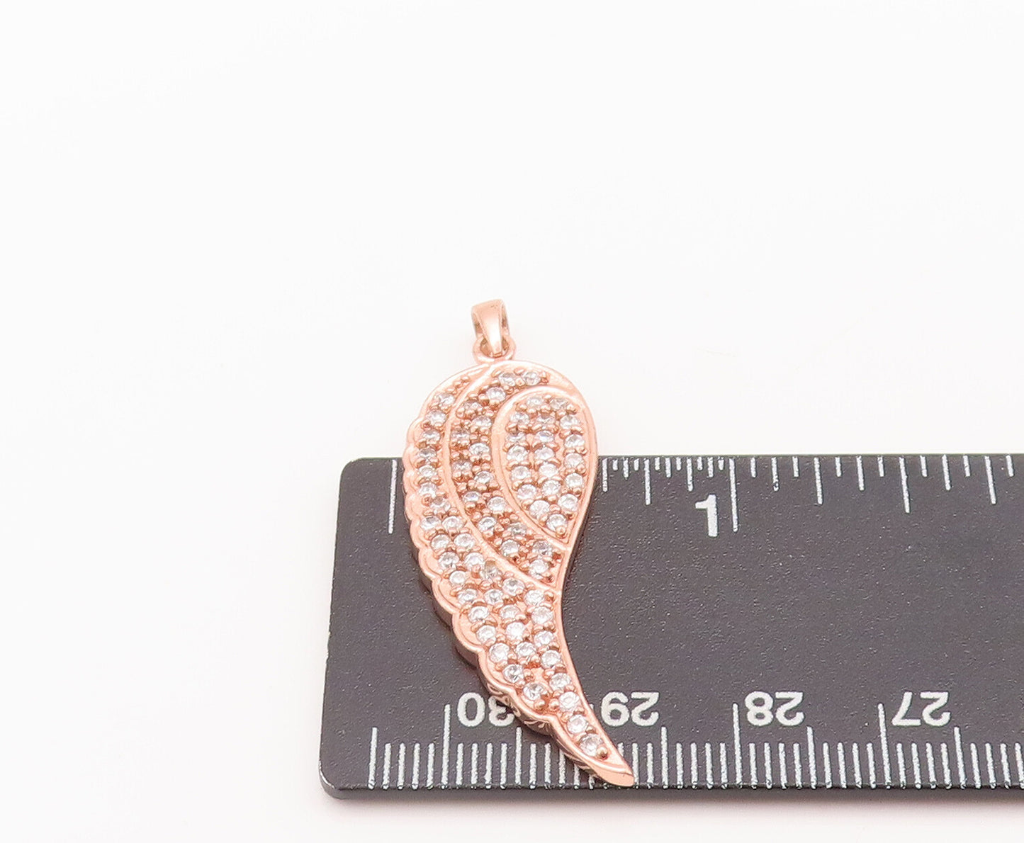 925 Sterling Silver Vintage Pendant Solid Rose Gold Topaz Beaded Leaf PT22641