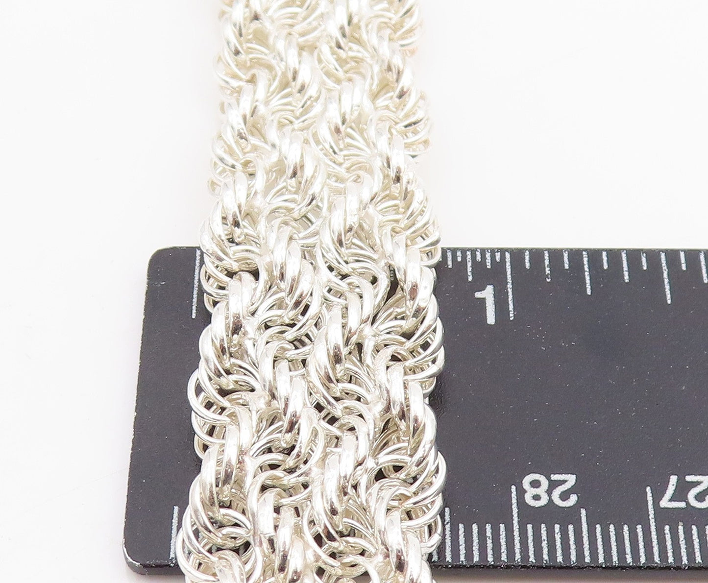 925 Sterling Silver Vintage Bracelet Braided Serpentine Weave Strands BT11423
