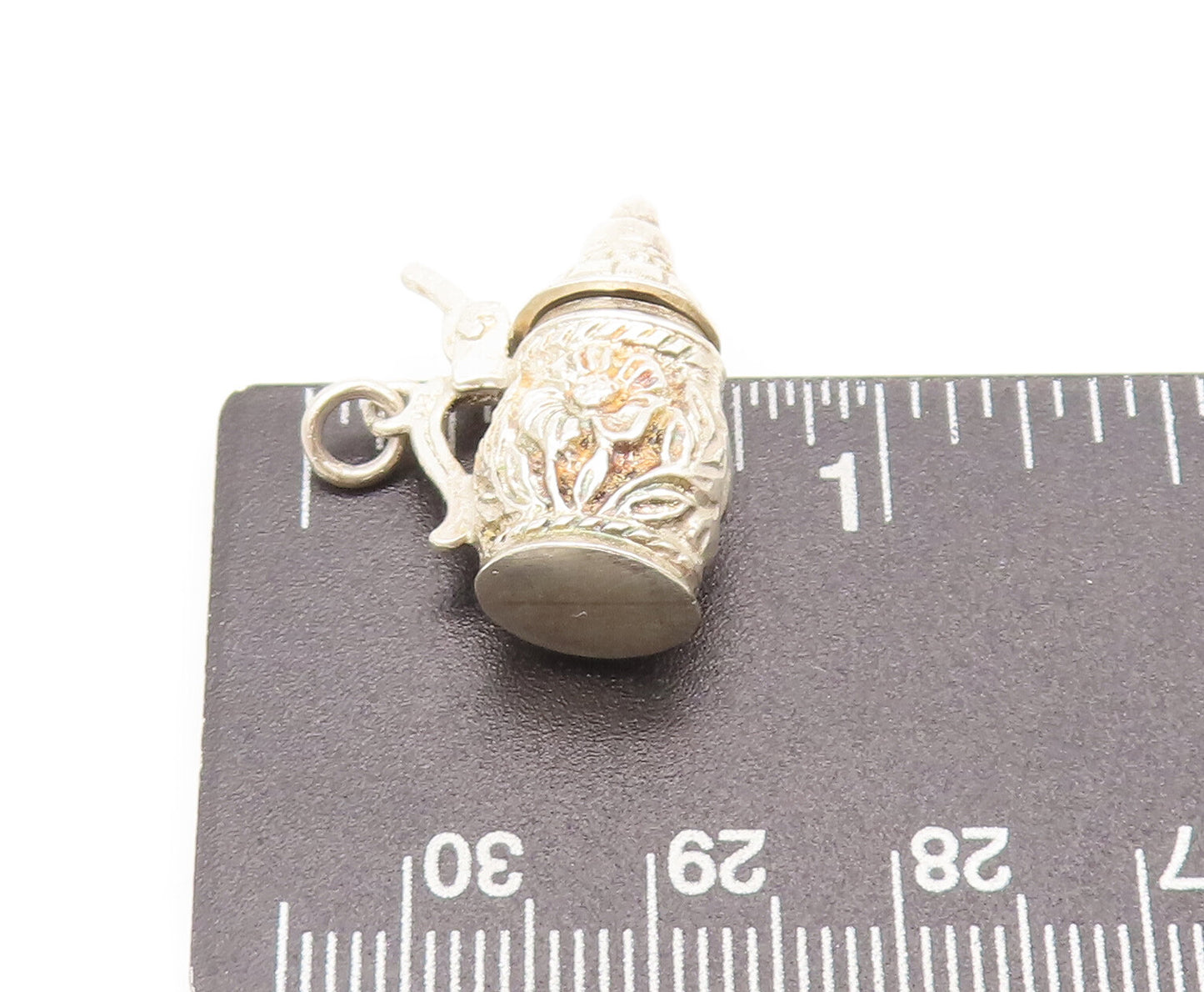925 Silver Vintage Floral Carved Water Jug Charm Pendant (OPENS) PT22330