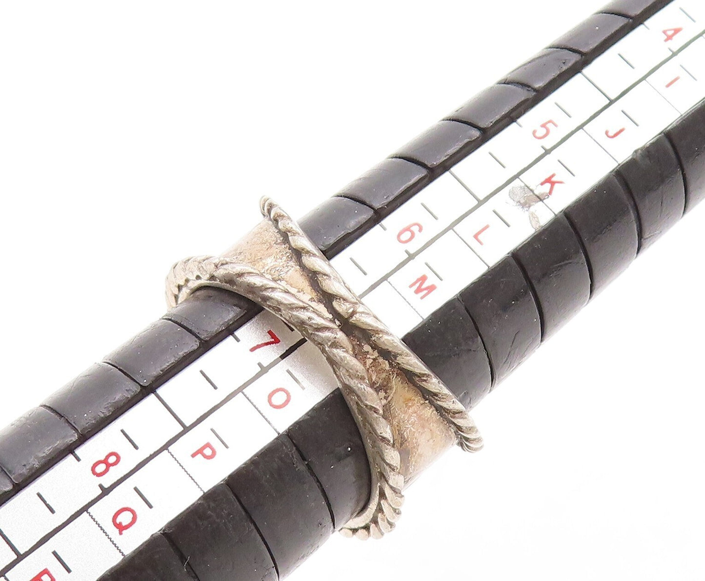 925 Sterling Silver Vintage Ring MEXICO Antique Wheel Carved Sz 7 RG31267