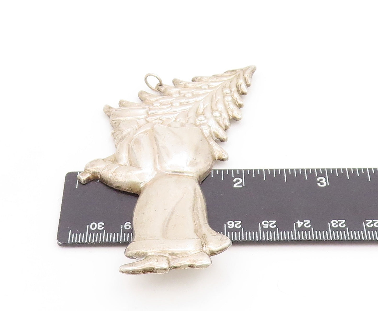 925 Sterling Silver Vintage Pendant Santa Claus Carrying Christmas Tree PT25817
