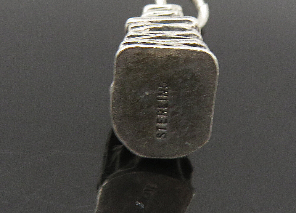 925 Sterling Silver Vintage Petite Shiny Tower Motif Pendant PT18604