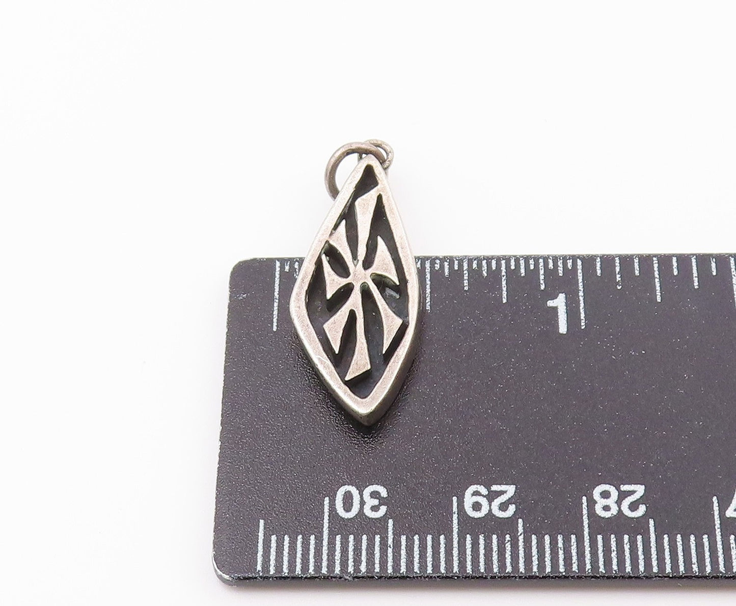 925 Sterling Silver Vintage Oxidized Two Tone Design Drop Pendant PT16330