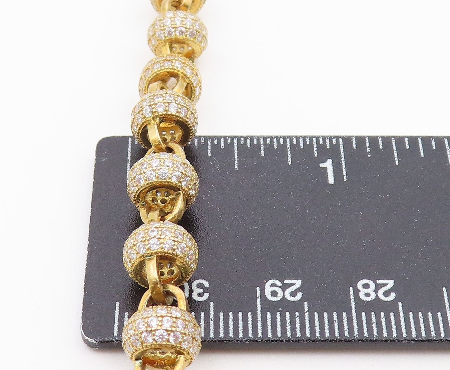 925 Sterling Silver Vintage Necklace Gold Plated CZ Cosmic Orb Chain NE4931