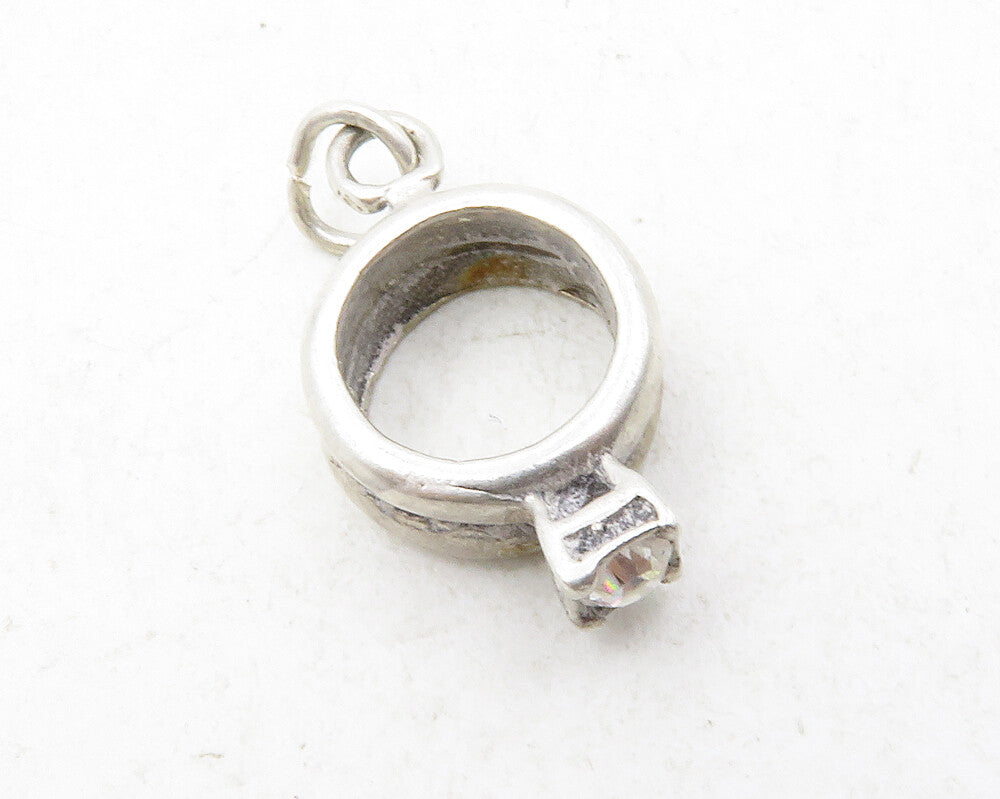 925 Sterling Silver Vintage Petite Topaz Open Circle Drop Pendant PT10062
