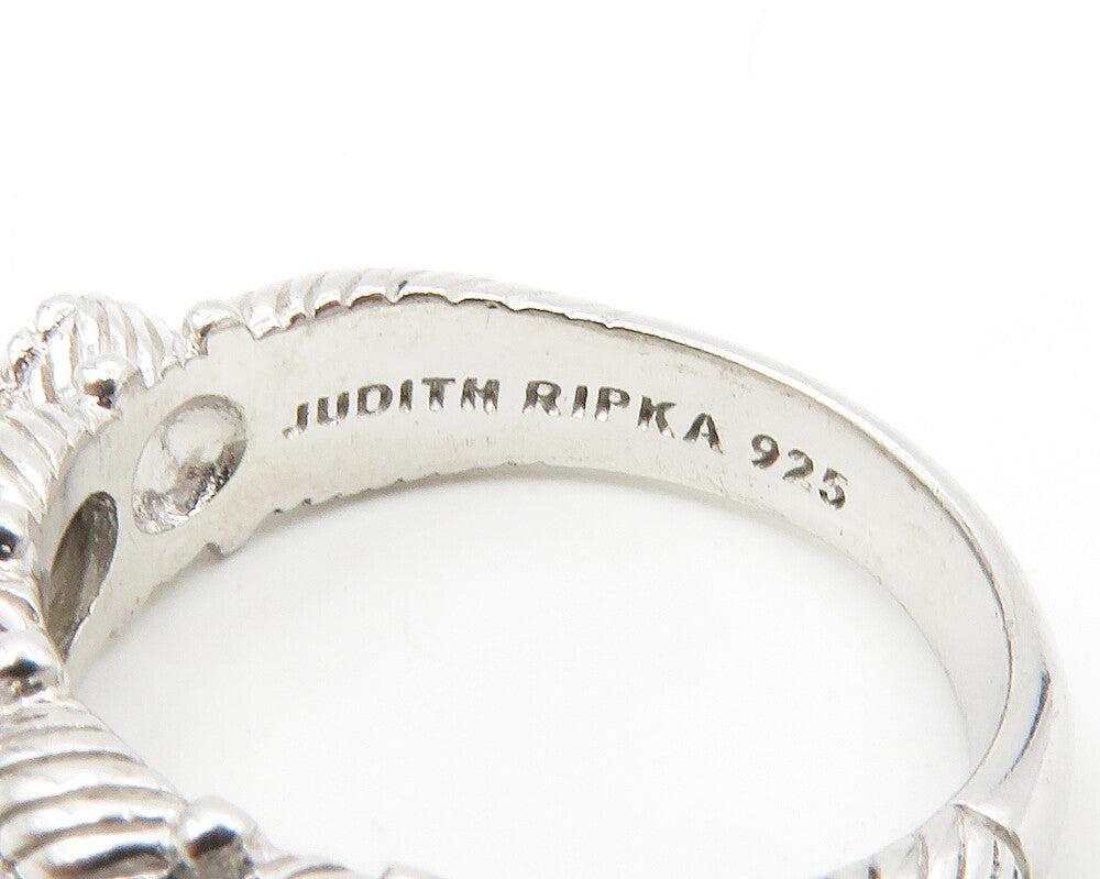 JUDITH RIPKA 925 Sterling Silver Pearls Shiny Twist Band Ring Sz 7 RG14203