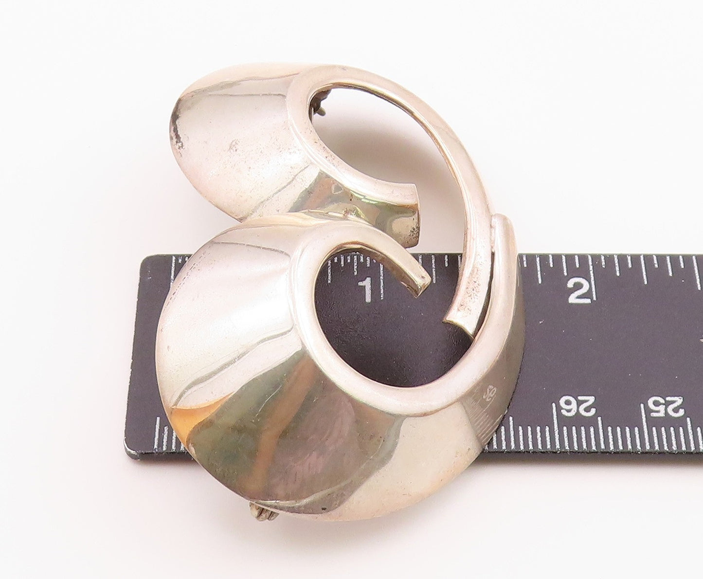 ZINA 925 Sterling Silver Vintage Shiny Swirl Design Brooch Pin BP8197
