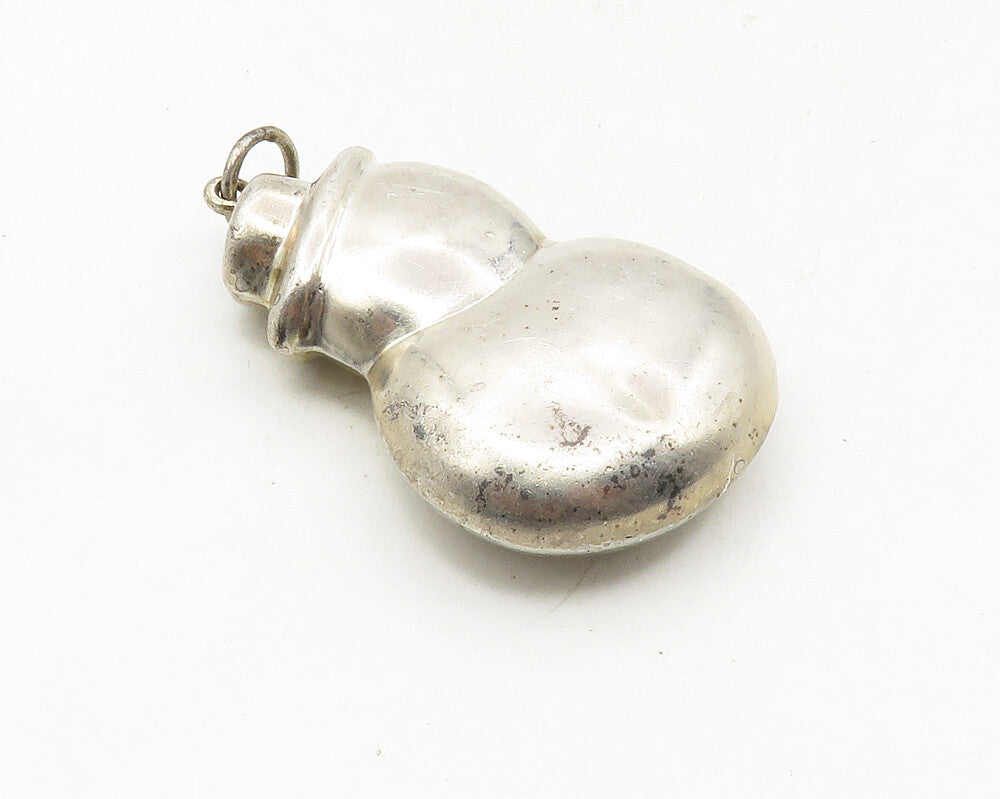 925 Sterling Silver Vintage Shiny Hollow Snowman Christmas Pendant PT7690