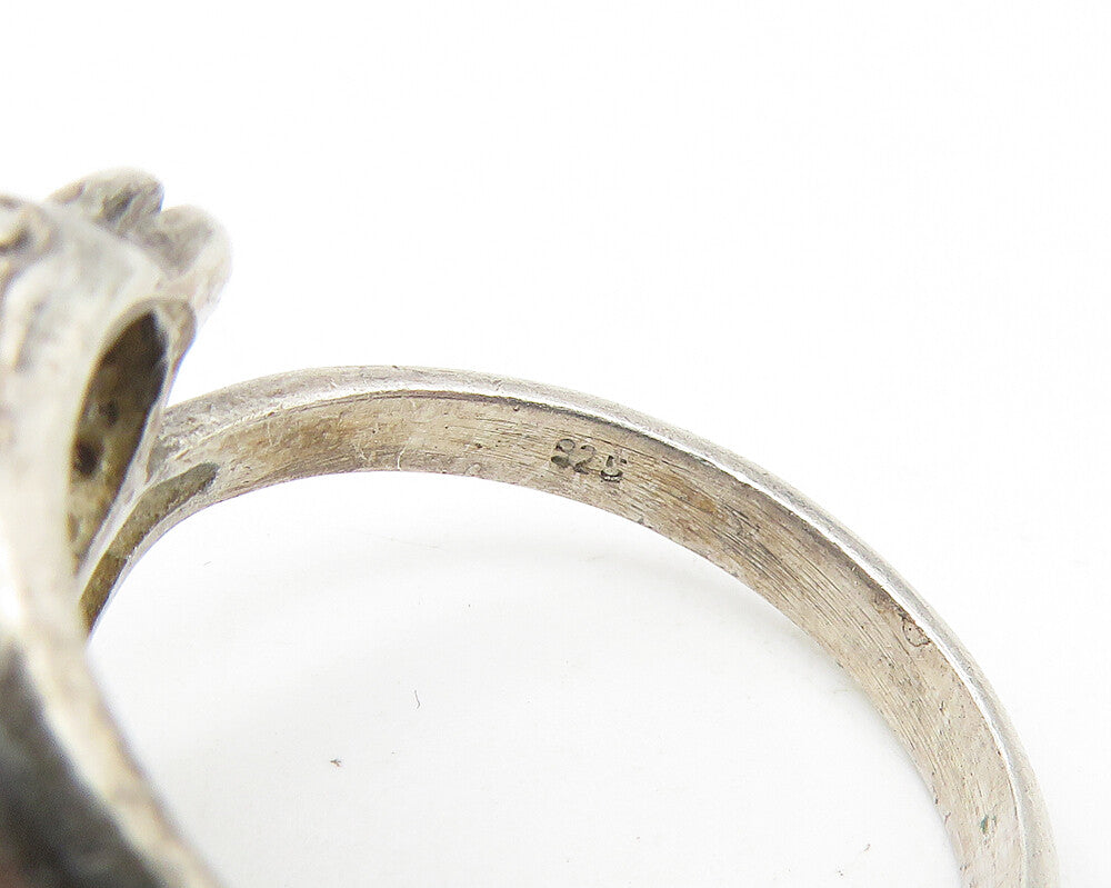 925 Sterling Silver Vintage Dolphin Head & Tail Bypass Ring Sz 7 RG10714