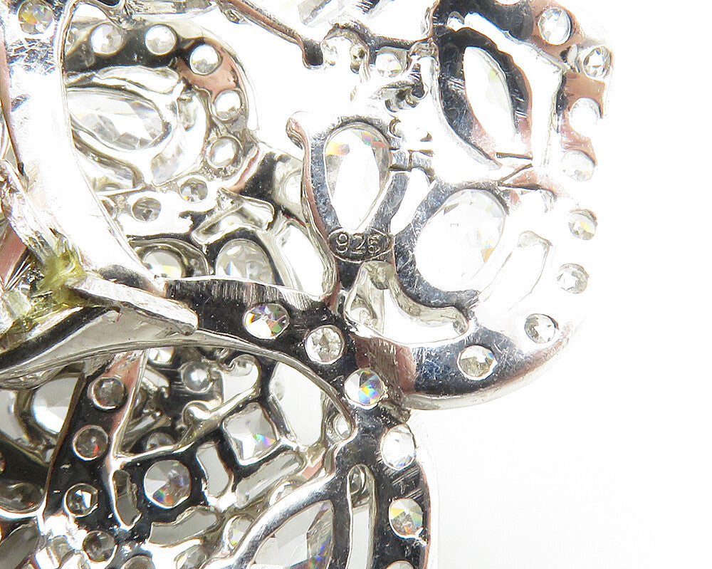 925 Sterling Silver Sparkling Cubic Zirconia Flower Motif Pendant PT14060