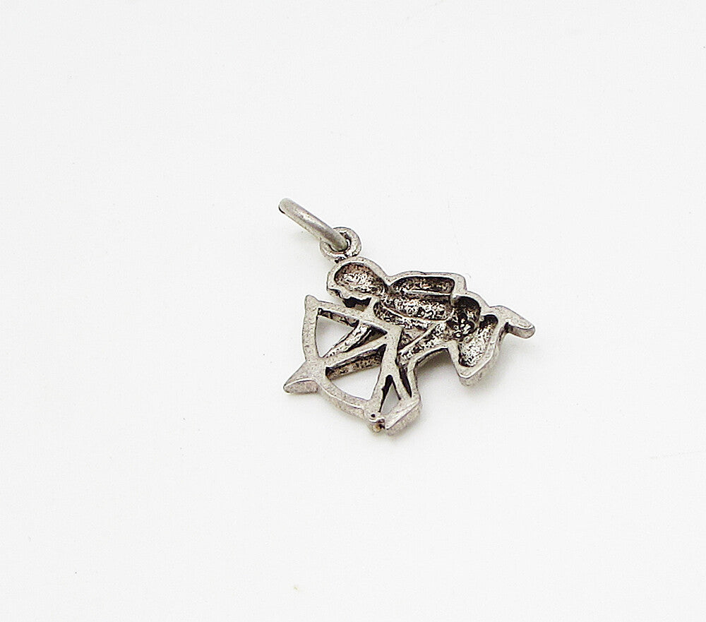 925 Sterling Silver Vintage Bow & Arrow Shooter Charm Pendant PT2227