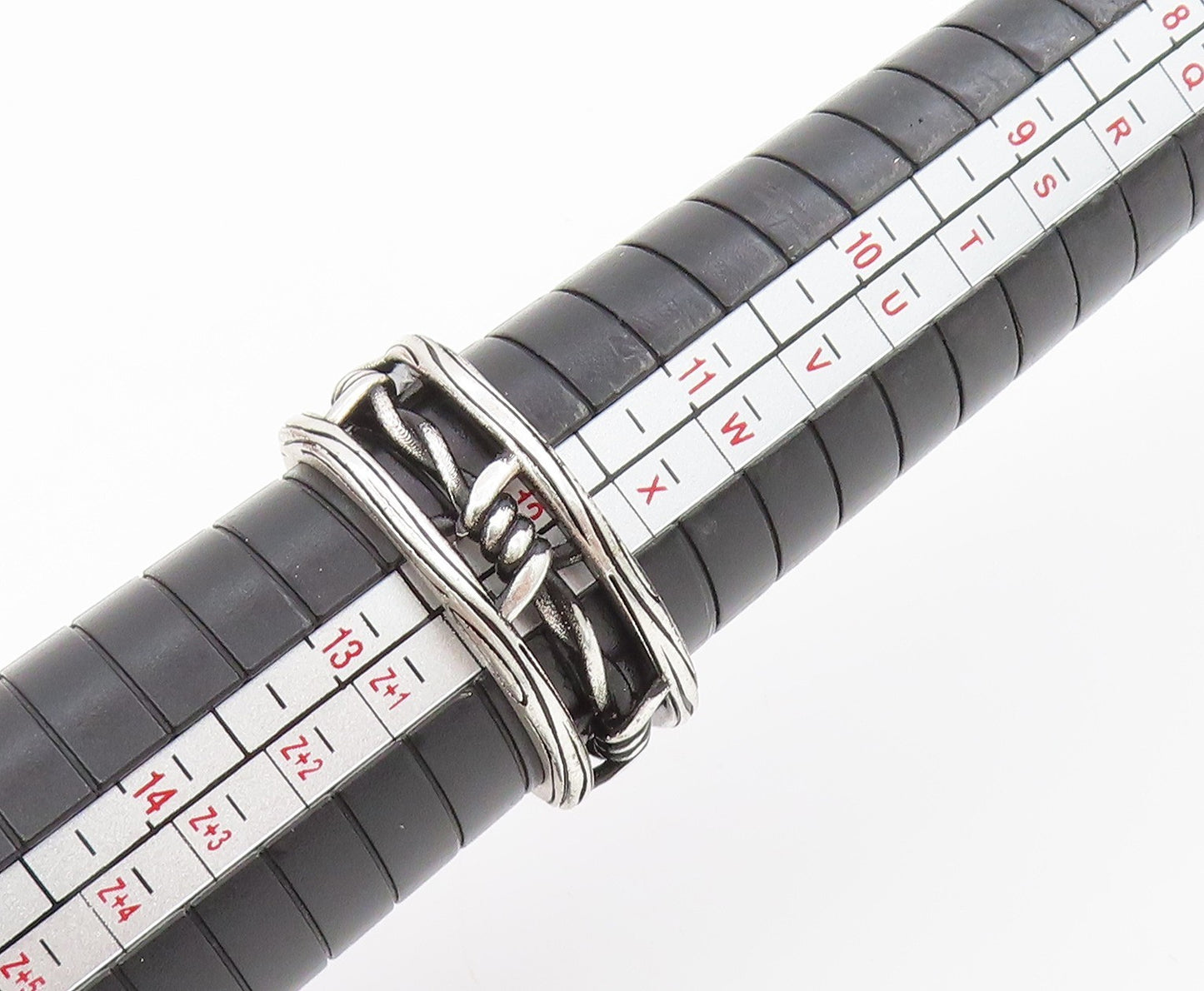 925 Sterling Silver Vintage Ring Gothic Barbed Wire Wide Band Sz 12.5 RG34417