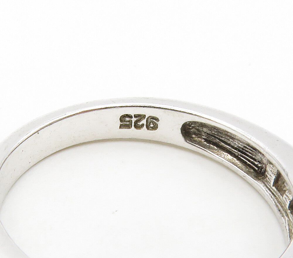 925 Sterling Silver Sparking Cubic Zirconia Smooth Band Ring Sz 7.5 RG16505