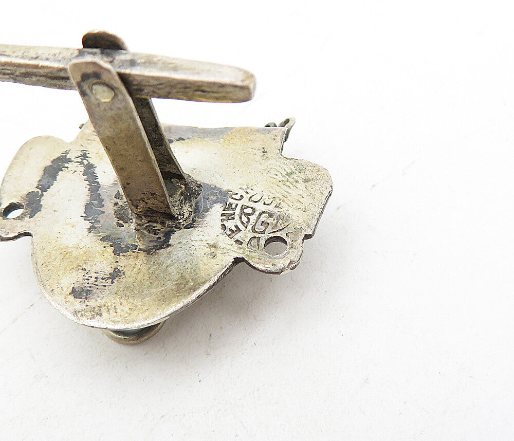BGM MEXICO 925 Silver Vintage Face Mask Tie Clip & Cuff Links Set TR1384