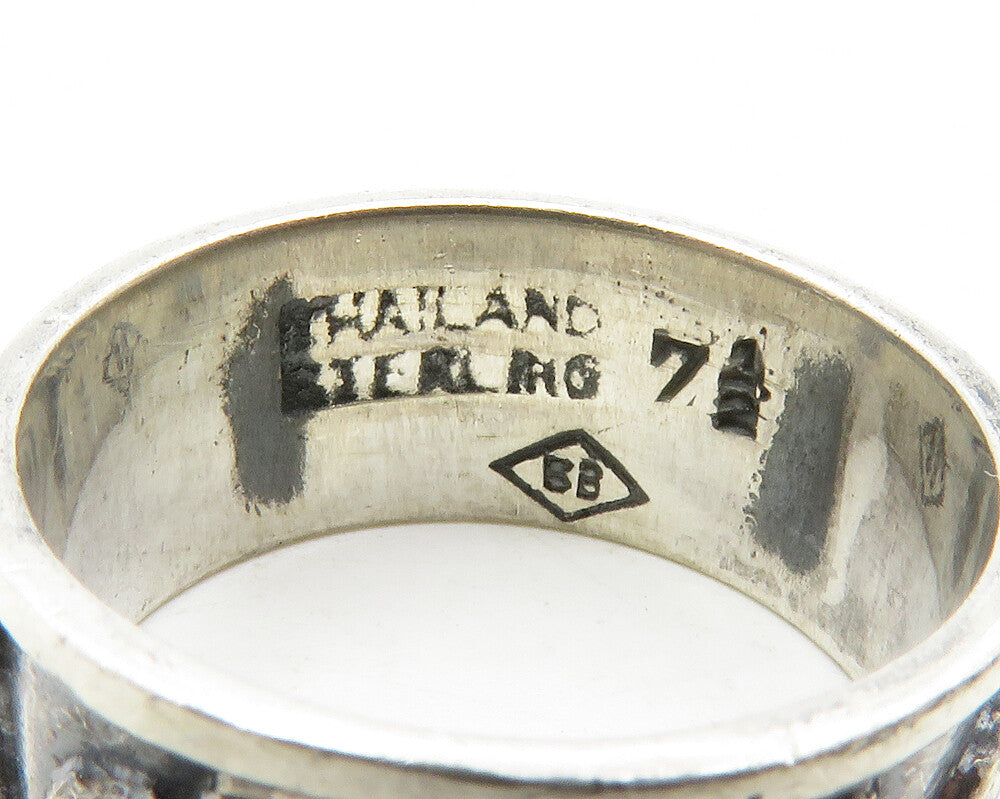 925 Sterling Silver Vintage Etched Pattern Oxidized Band Ring Sz 7.5 RG13810