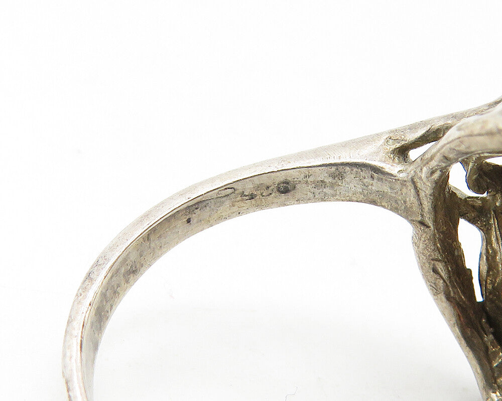 925 Sterling Silver Vintage Dark Tone Diamond Cut Band Ring Sz 6 RG11424