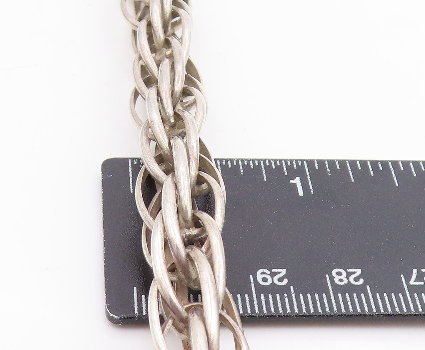 925 Sterling Silver Vintage Necklace SUARTI BALI Intertwined Foxtail Link NE4877