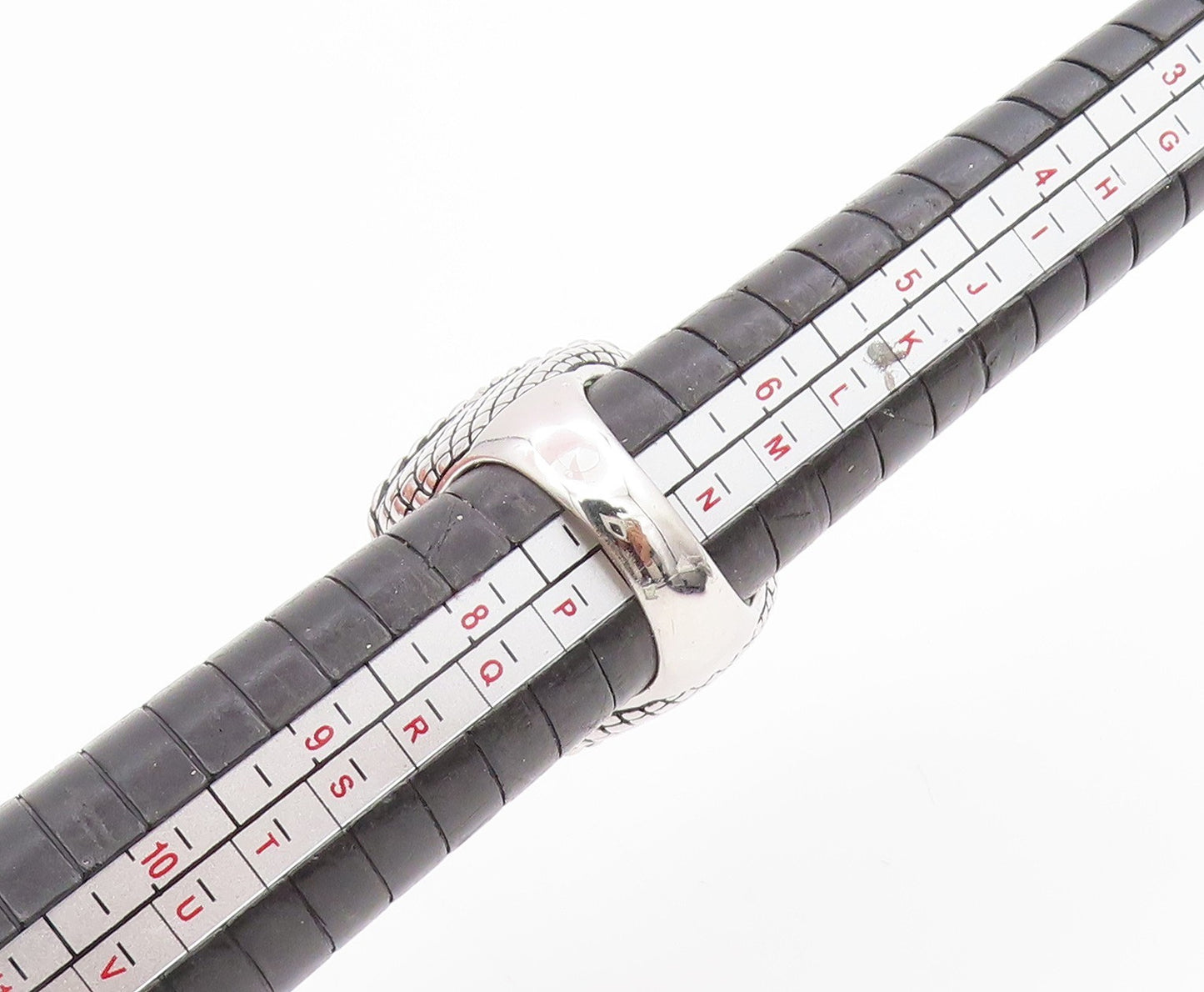 925 Sterling Silver Vintage Ring Cabochon Jade Textured Band Sz 7 RG34430