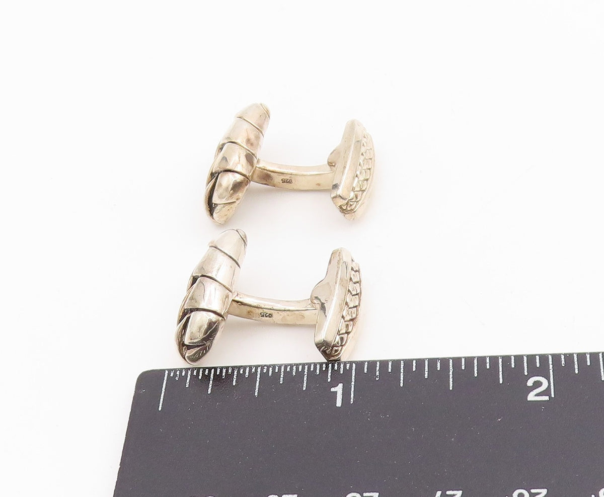 925 Sterling Silver Vintage Cuff Links SCOTT KAY Solid Domed Basket Weave TR4051