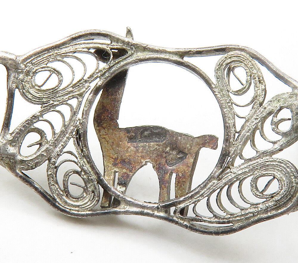 925 Sterling Silver Vintage Antique Alpaca Filigree Chain Bracelet BT6553