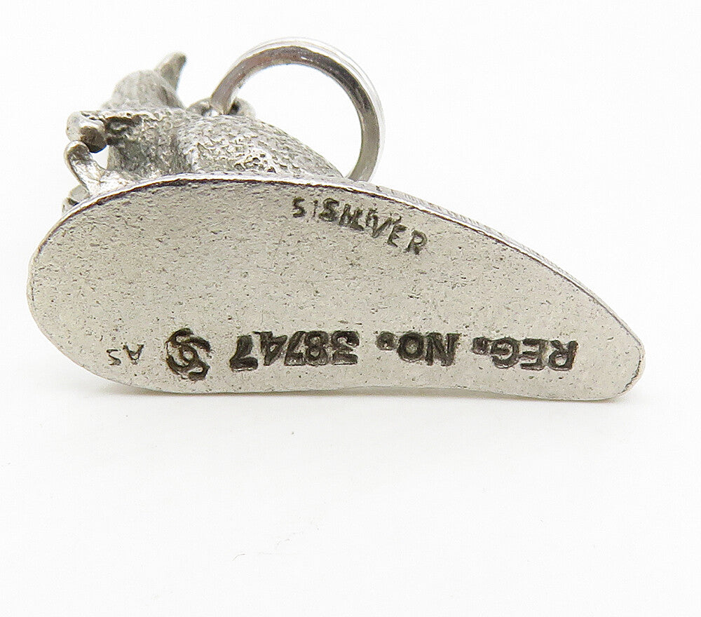 925 Sterling Silver Vintage Petite Dark Tone Kangaroo Animal Pendant PT12887