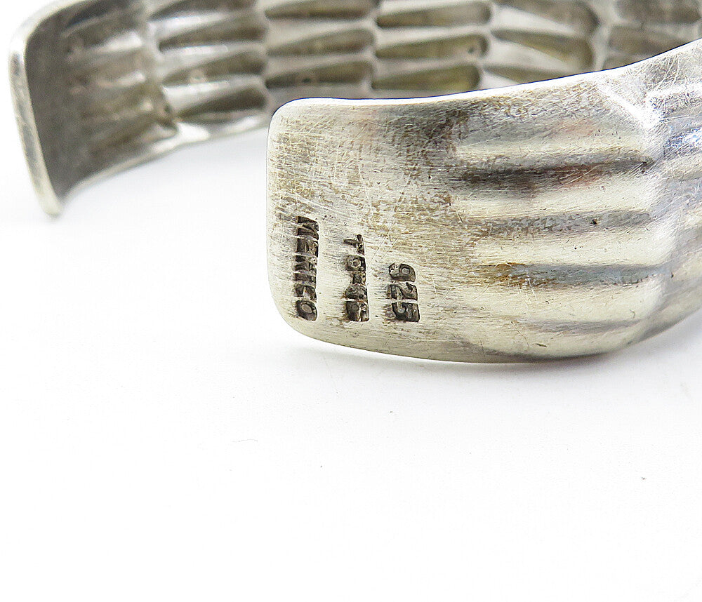 MEXICO 925 Sterling Silver Vintage Dark Tone Rustic Cuff Bracelet BT2663