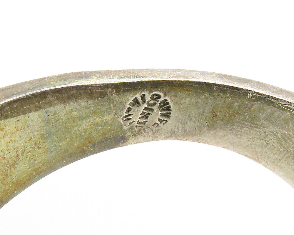 MEXICO 925 Sterling Silver Vintage Modernist Bypass Cuff Bracelet BT7295