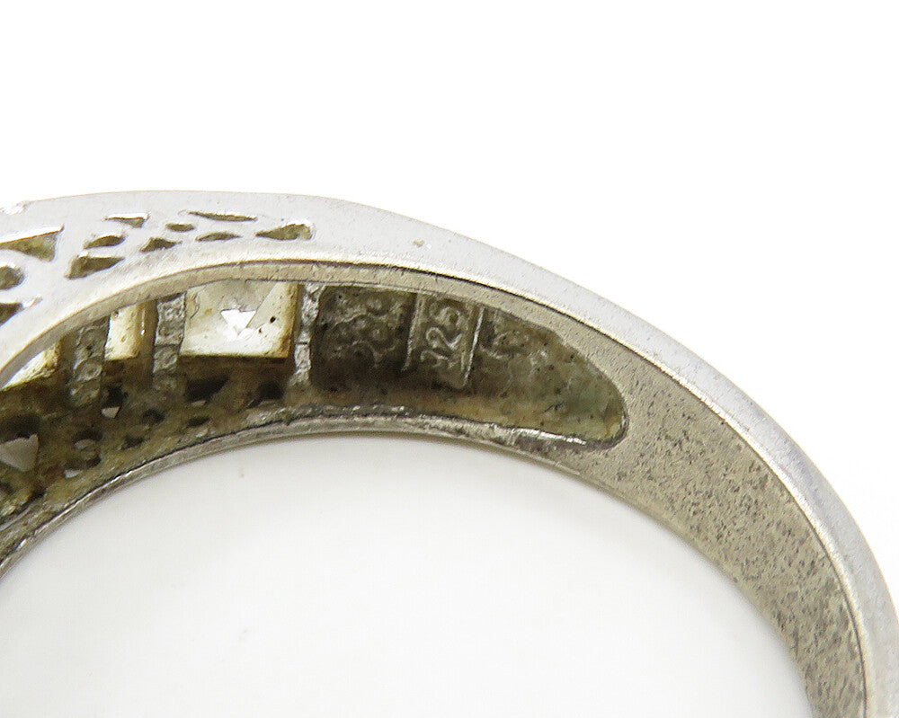 925 Sterling Silver Vintage Cubic Zirconia Dome Band Ring Sz 8 RG17806