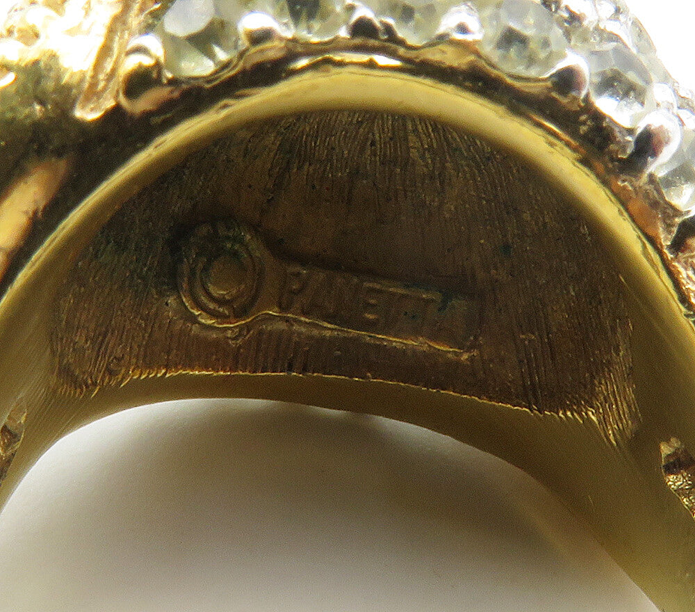 925 Sterling Silver Vintage Topaz Dome Two Tone Cocktail Ring Sz 6 RG15451