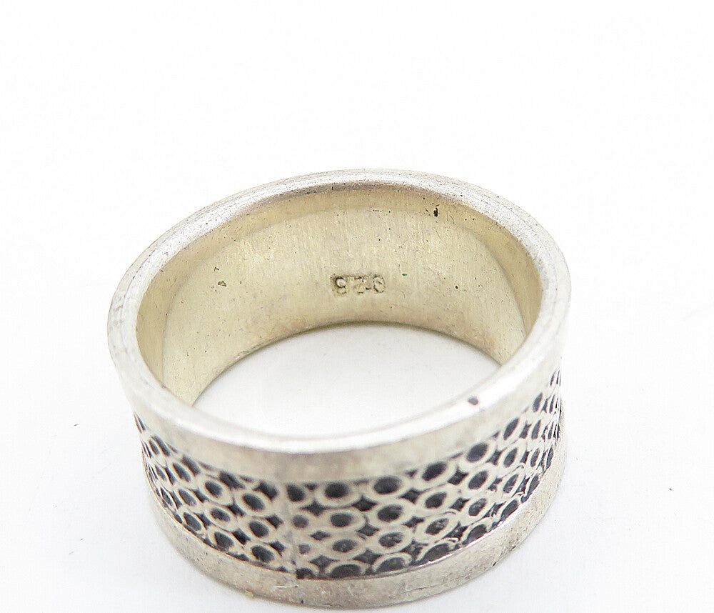 925 Sterling Silver Vintage Circle Patterned Round Band Ring Sz 6.5 RG6102