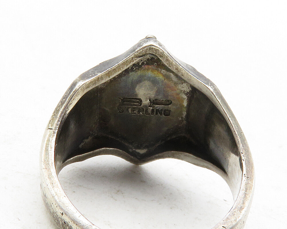 925 Sterling Silver Vintage Antique Enamel JRS 1960 Band Ring Sz 6 RG12446