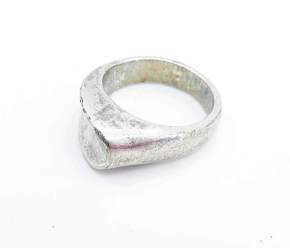 925 Sterling Silver Vintage Shiny Concave Detail Round Band Ring Sz 6 RG6693