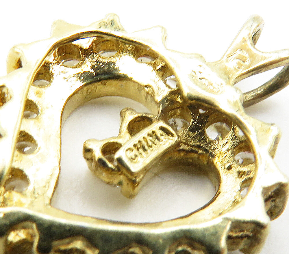 ROSS SIMON 925 Silver Shiny Topaz Gold Plated Love Heart Pendant PT12828