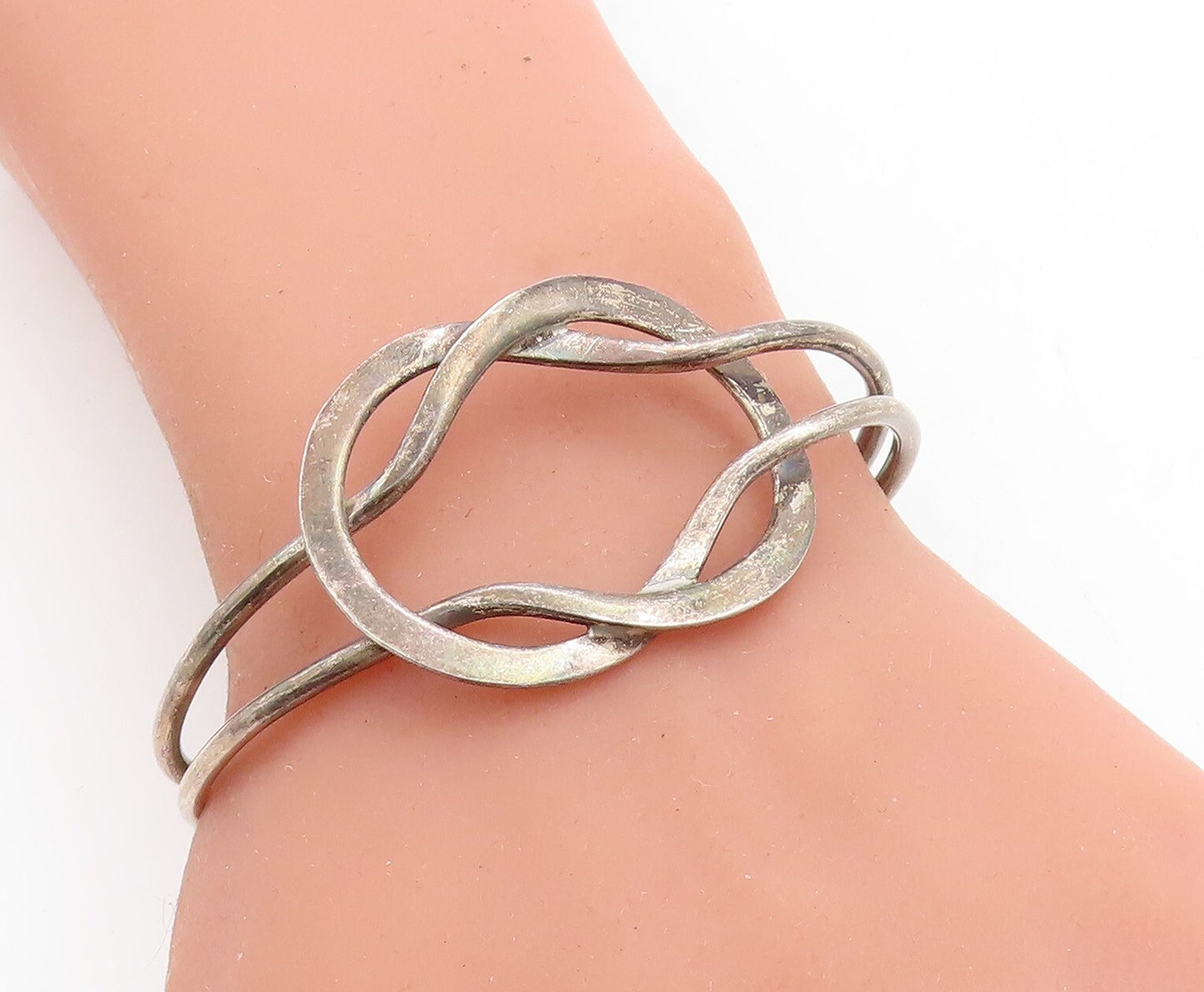 MEXICO 925 Sterling Silver Vintage Dark Tone Split Shank Cuff Bracelet BT2048