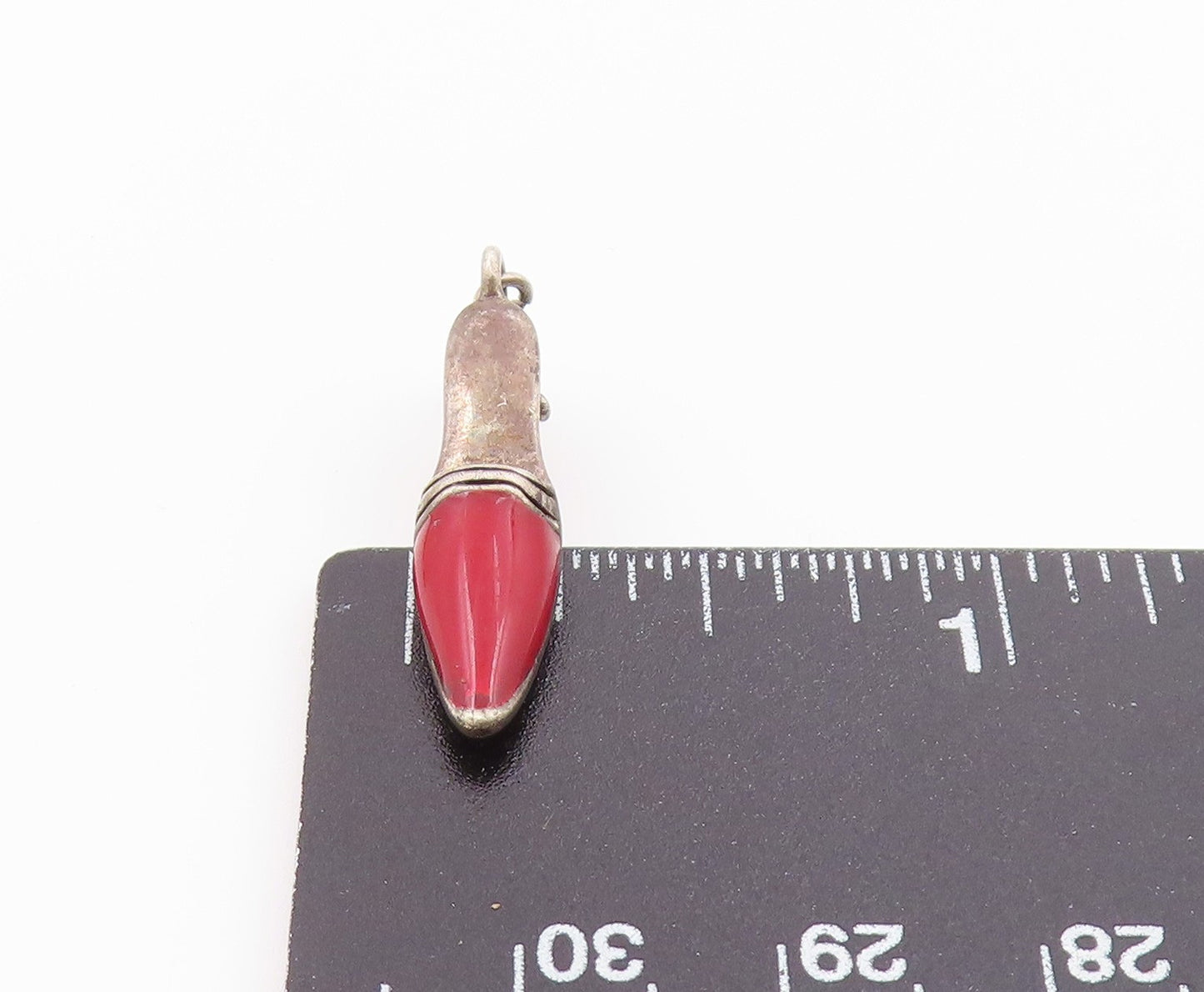 925 Sterling Silver Vintage Enamel Detail Pointy Heeled Shoe Pendant PT18709