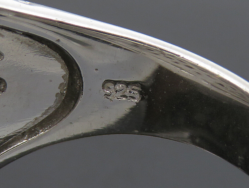 925 Sterling Silver Vintage Cubic Zirconia Dotted Square Ring Sz 8 RG24344
