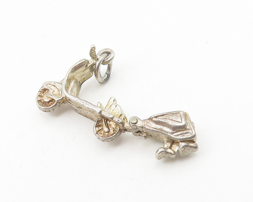 925 Sterling Silver Vintage Dark Tone Motor Scooter Pendant (OPENS) PT8886